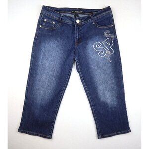 SOUTHPOLE - WOMEN'S EMBELLISHED CROPPED CAPRI JEANS - SIZE 13